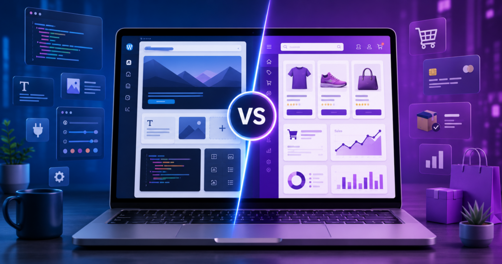 WordPress vs Shopify comparison for business websites in 2026